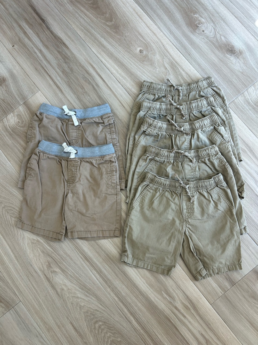 7 pairs of Cat & Jack Khaki Drawstring Boys Shorts - school uniform